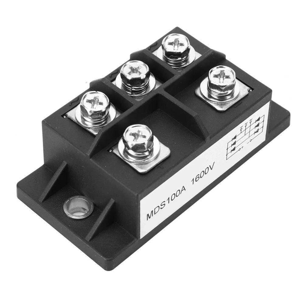 Black bridge rectifier module with four screw terminals