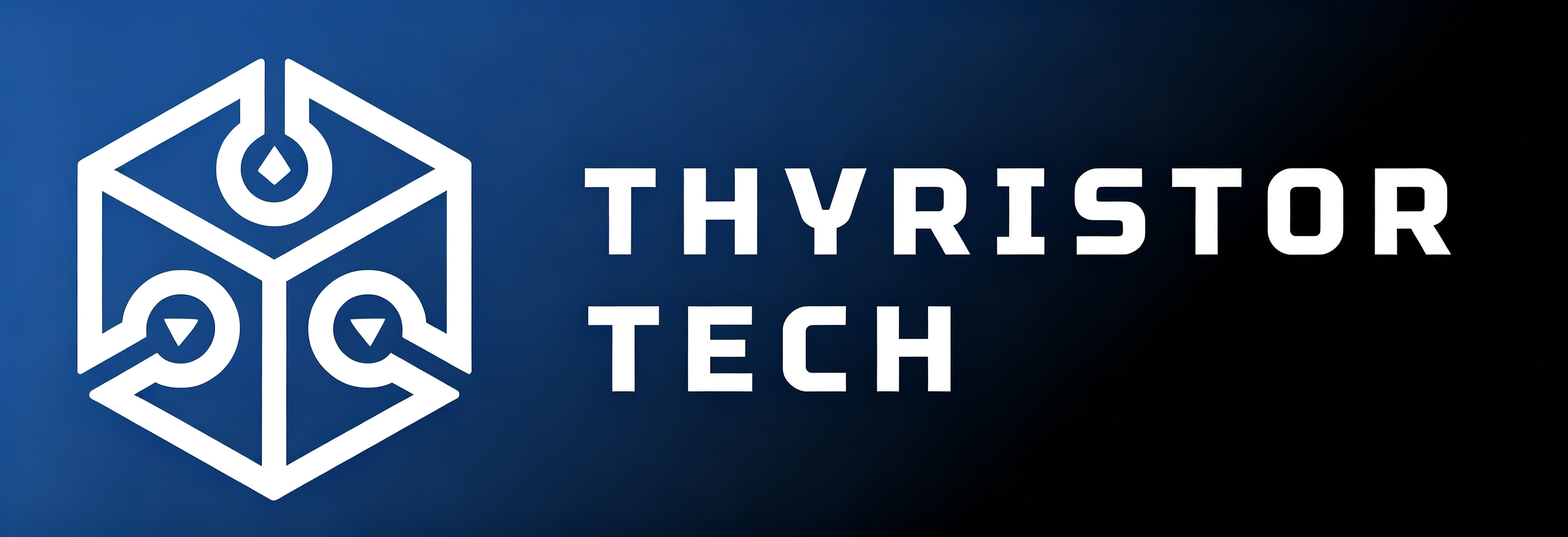 Blue THYRISTOR TECH logo on a white background.